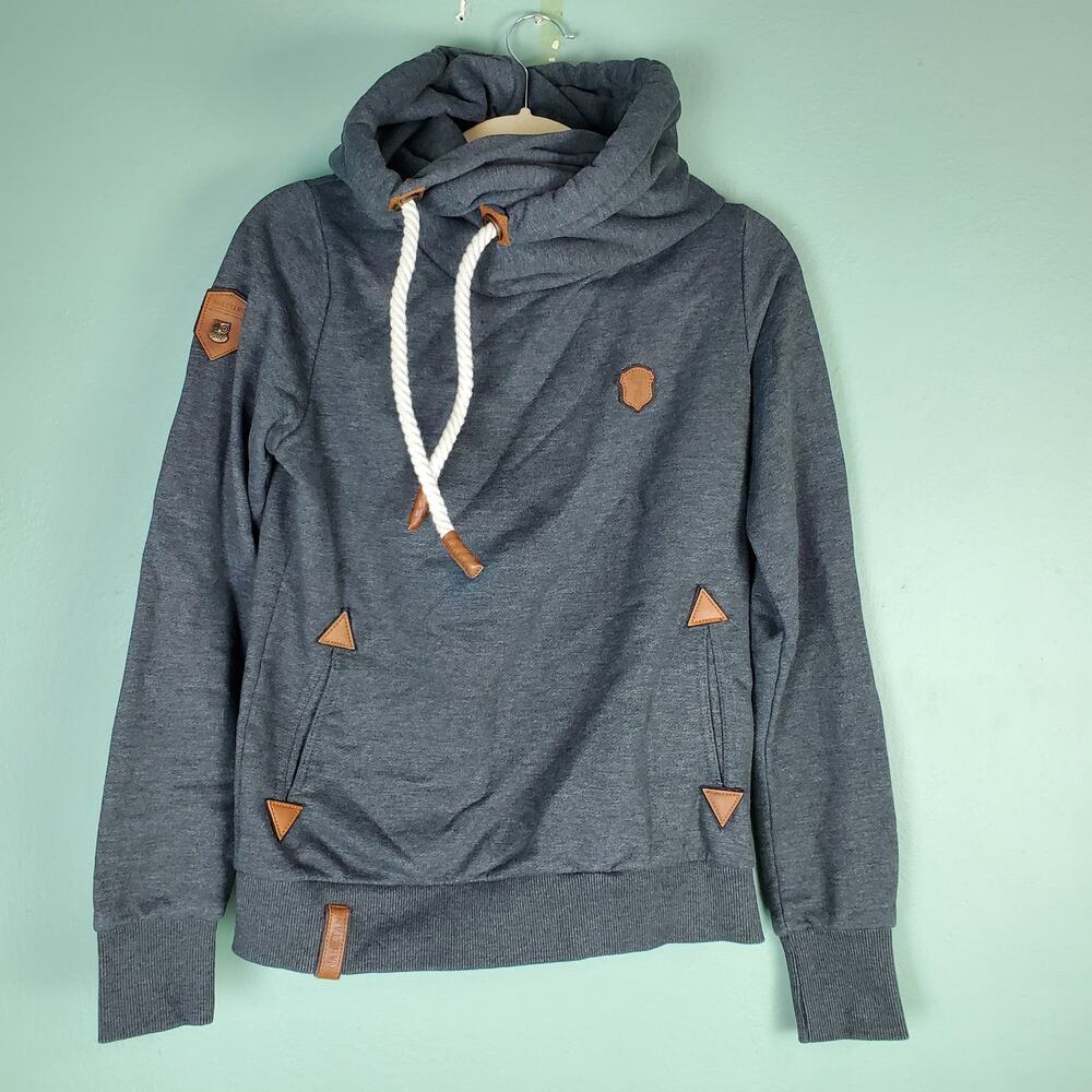 Naketano Gray Brave New World Pullover Chunky Sweatshirt Hoodie Size Medium